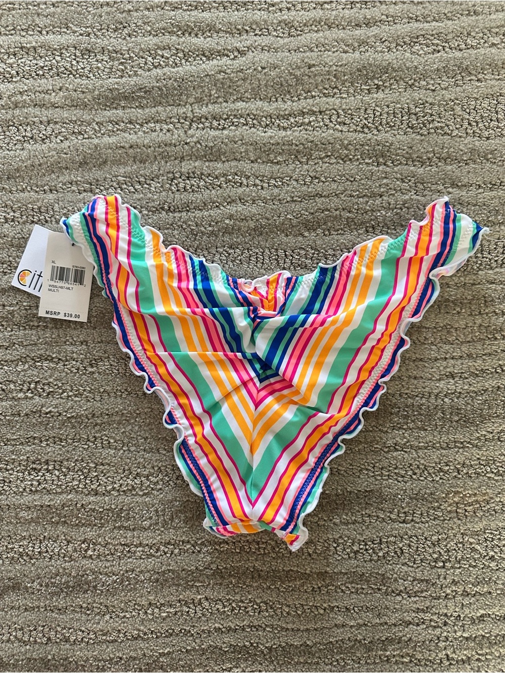 Bright Multistripe Ruffle Bikini Bottom — Rainbow - Picture 2 of 3